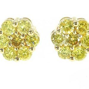 14k Gold 2.00 ct Canary Diamond Stud Earring